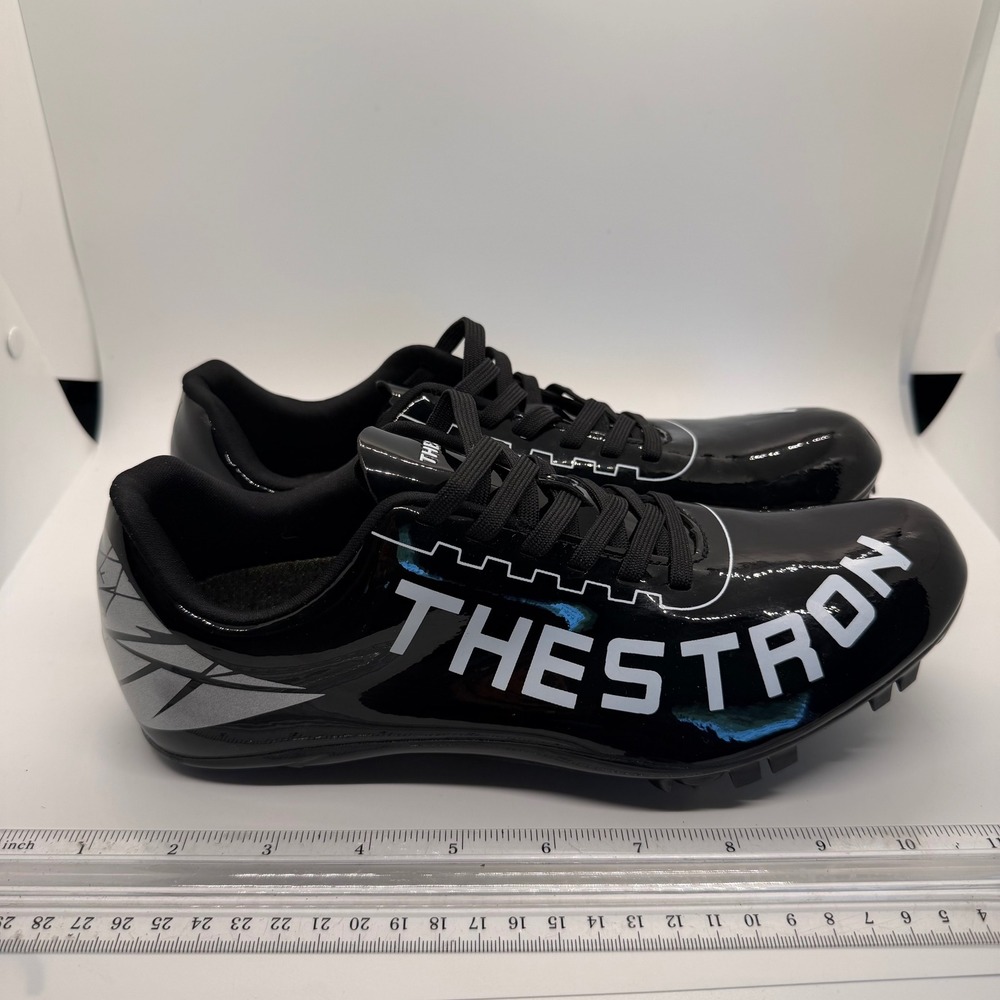 Thestron Black Patent Track Field Sprint Spikes Shoes Mens 7.5 Womens 9 EUR 40